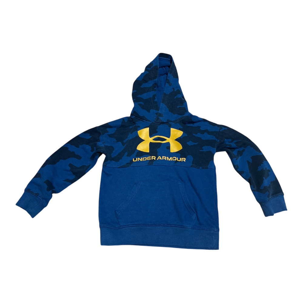 Under Armour Boys' Blue Camo Hoodie with Yellow Logo